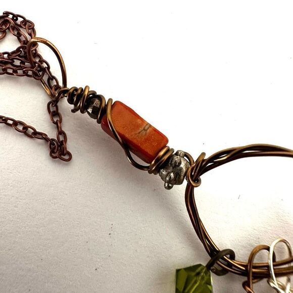 copper tone circle charm necklace - Picture 5 of 9